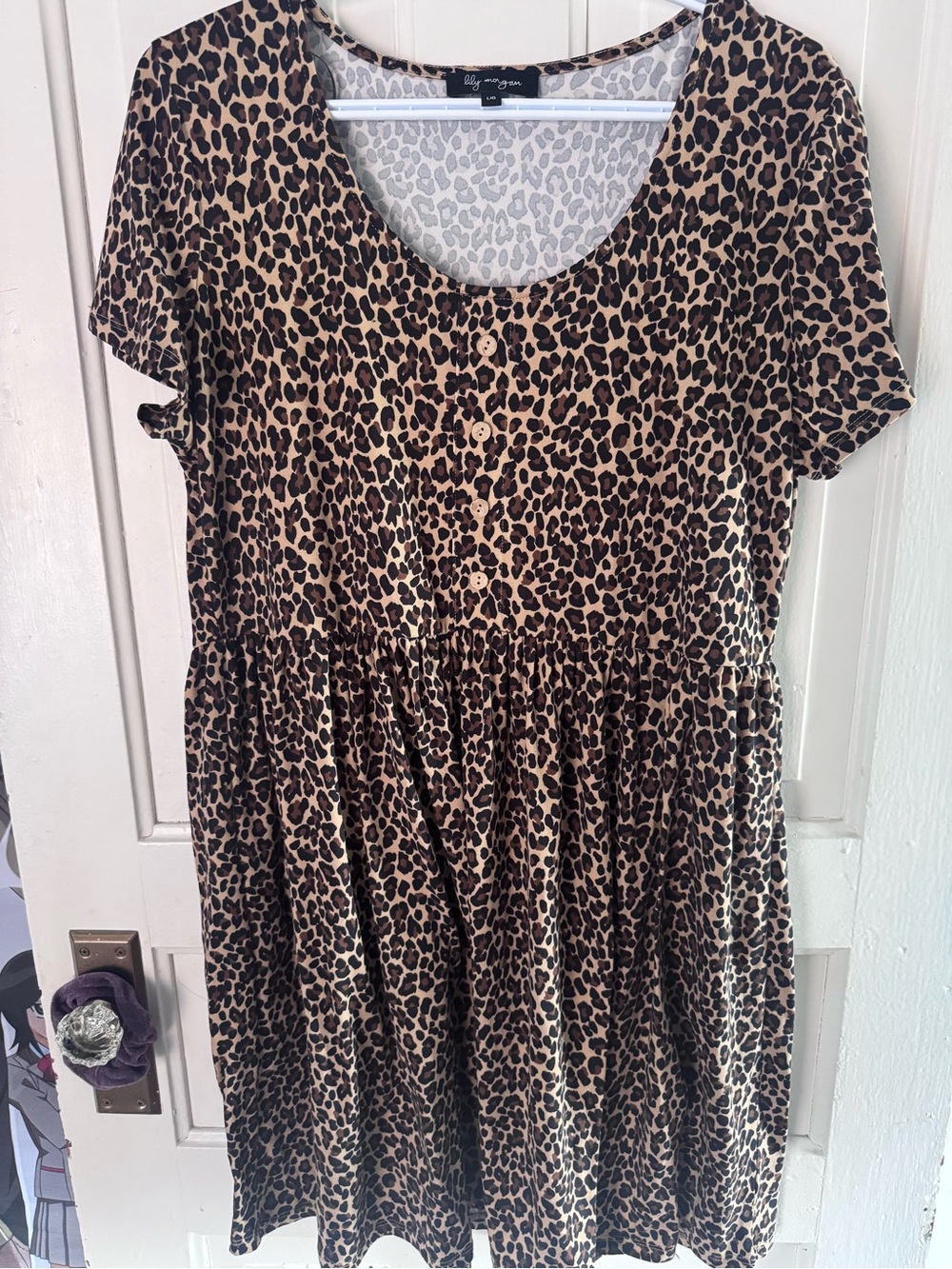 Lily Morgan Leopard Print Button-Front Dress - Brown & Black
